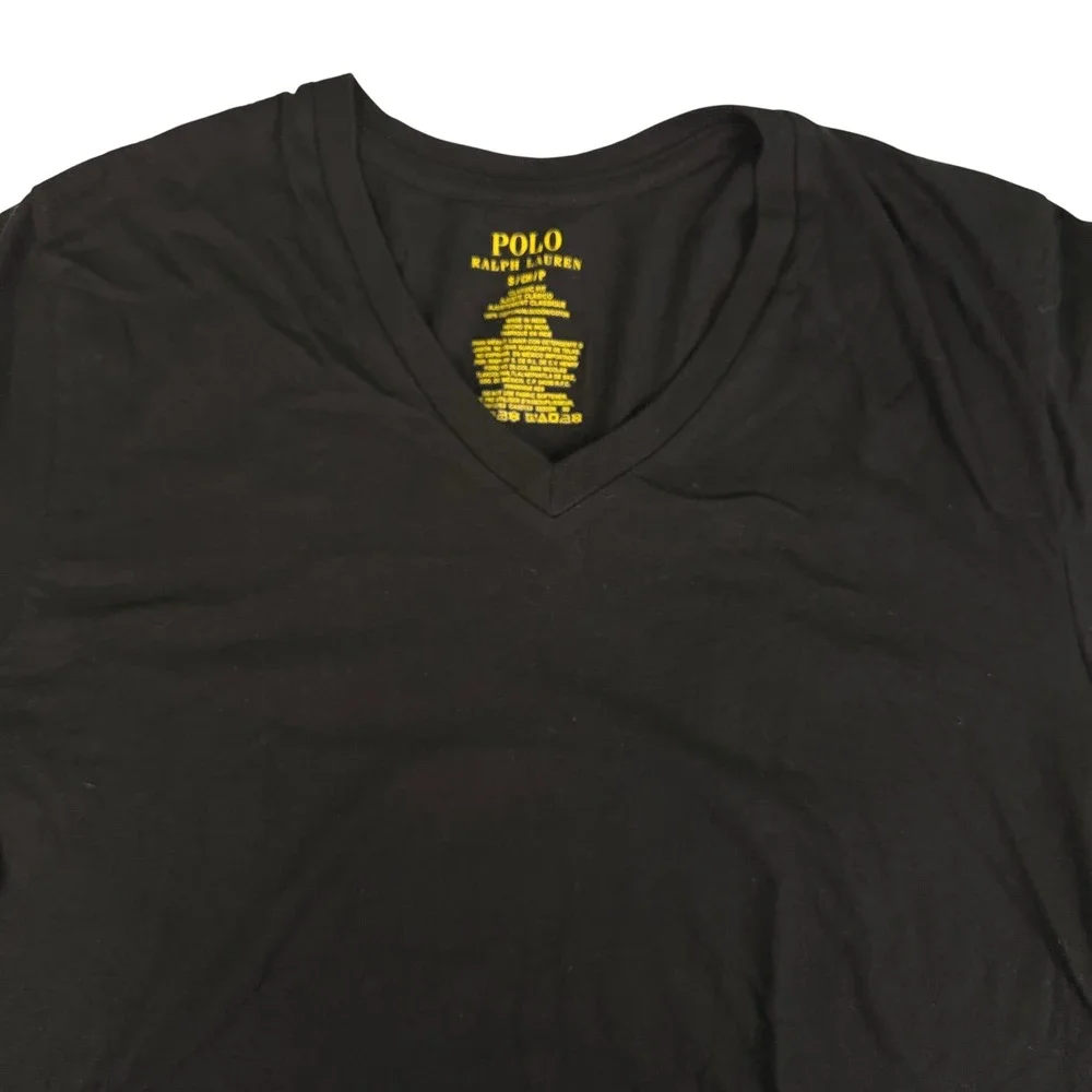 Polo Ralph Lauren Mens‎ S Classic Fit V Neck Black T-Shirt 100% Cotton